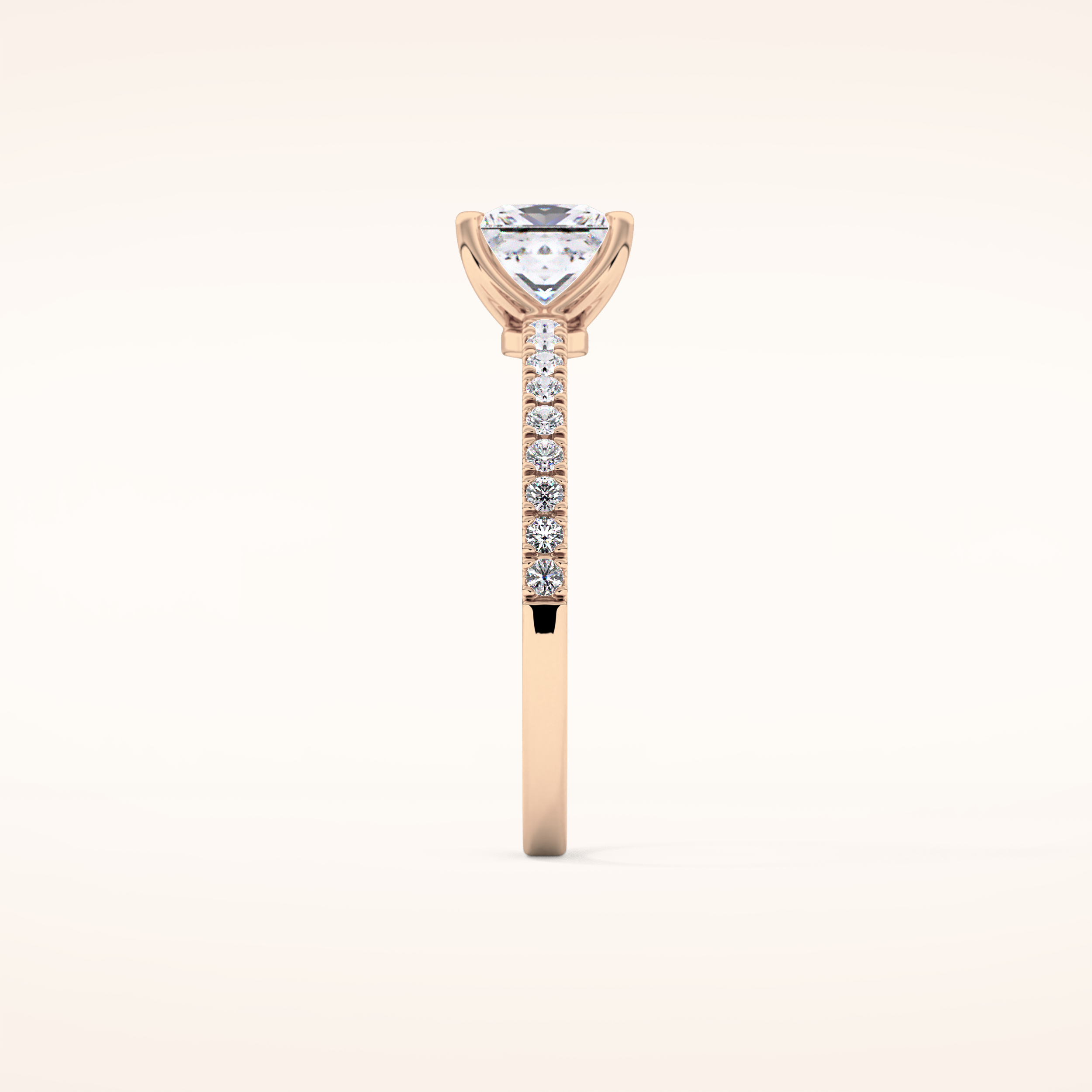 1.04 CT Princess Shaped Pave Moissanite Engagement Ring