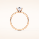 1.04 CT Princess Shaped Pave Moissanite Engagement Ring