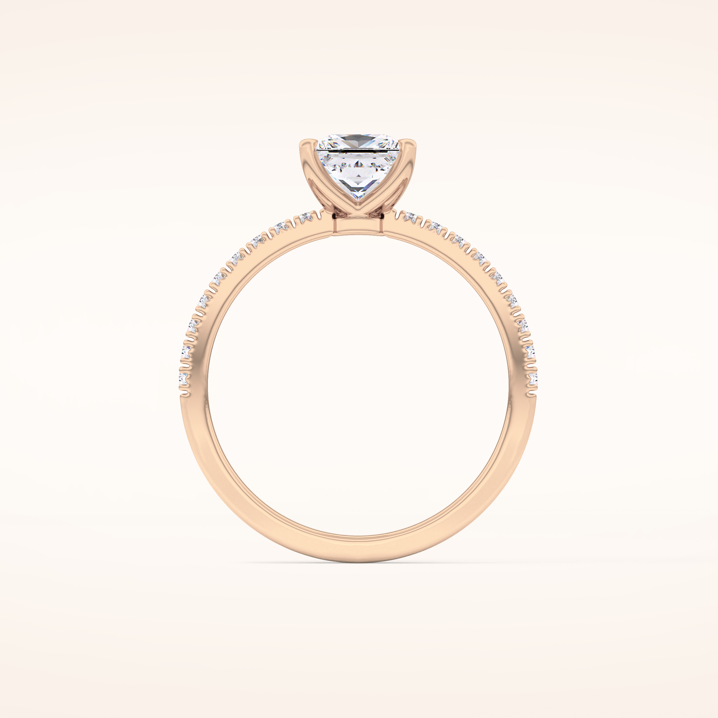 1.04 CT Princess Shaped Pave Moissanite Engagement Ring