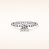 1.04 CT Princess Shaped Pave Moissanite Engagement Ring