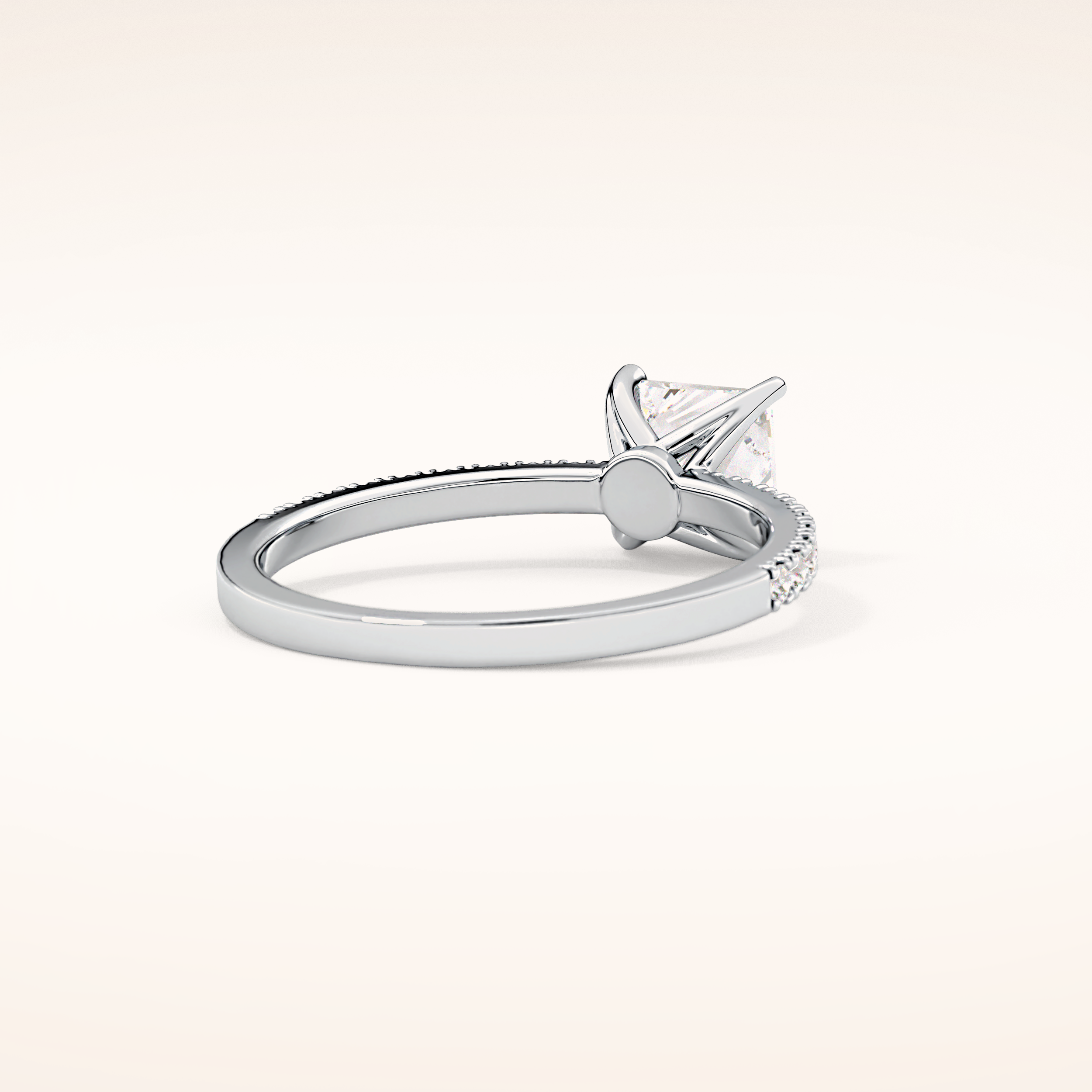 1.04 CT Princess Shaped Pave Moissanite Engagement Ring