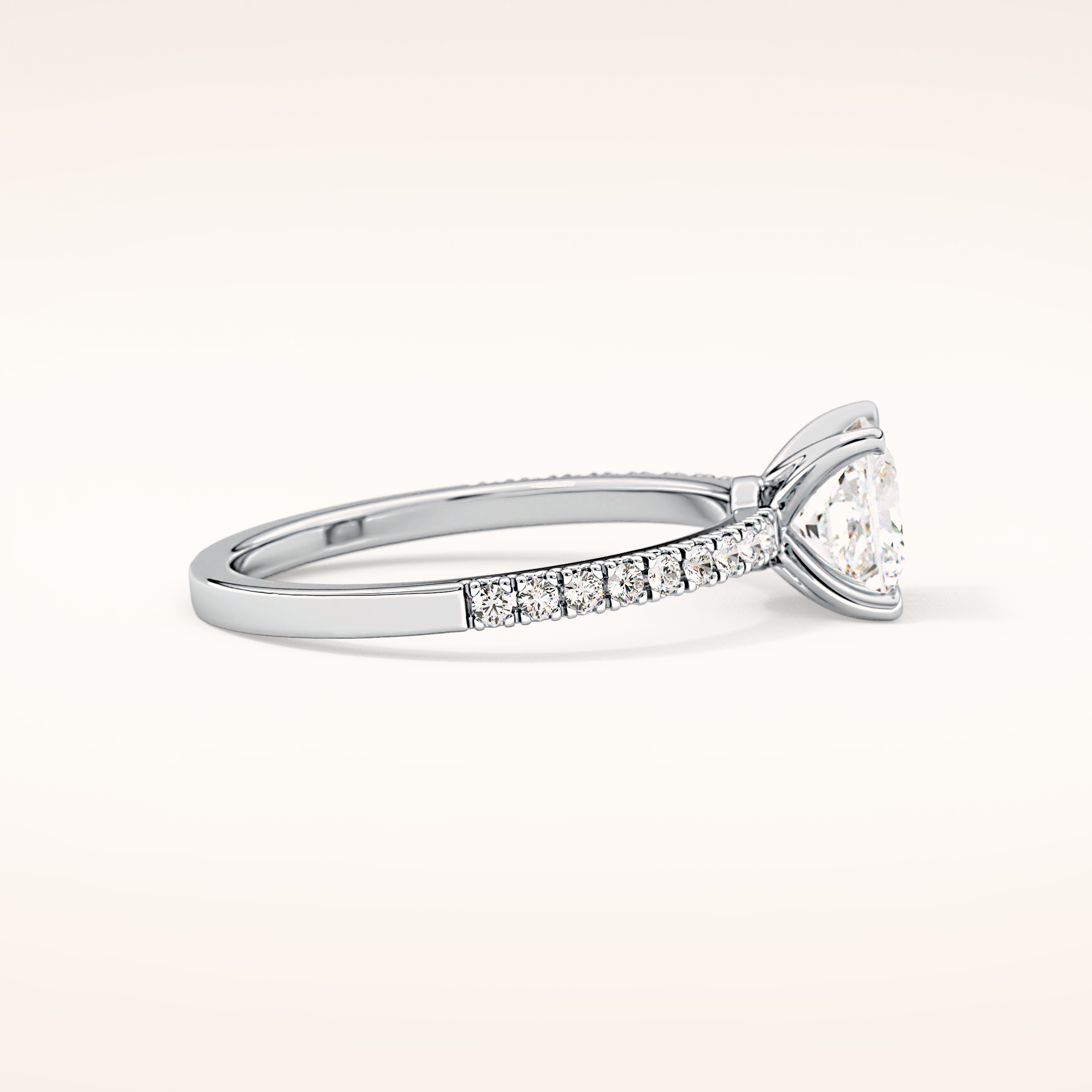 1.04 CT Princess Shaped Pave Moissanite Engagement Ring