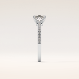 1.04 CT Princess Shaped Pave Moissanite Engagement Ring