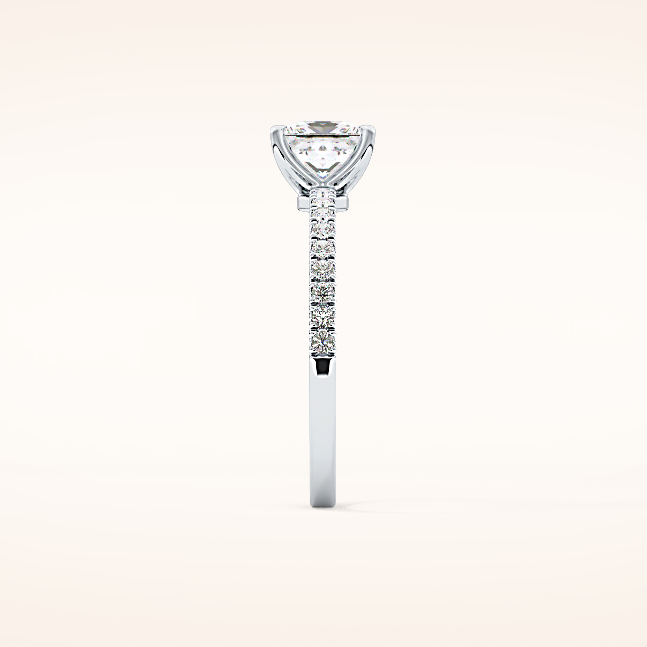 1.04 CT Princess Shaped Pave Moissanite Engagement Ring
