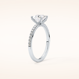 1.04 CT Princess Shaped Pave Moissanite Engagement Ring