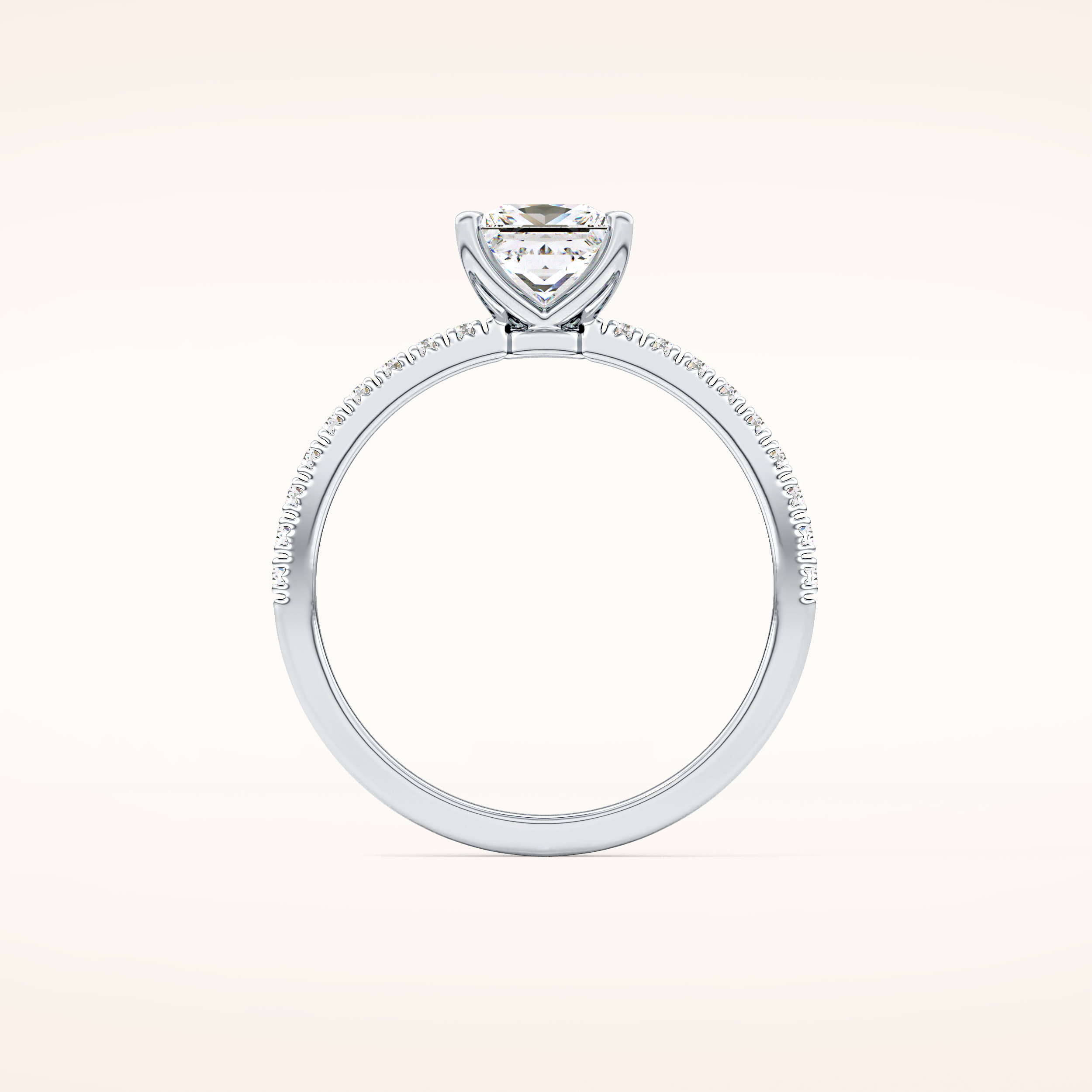1.04 CT Princess Shaped Pave Moissanite Engagement Ring