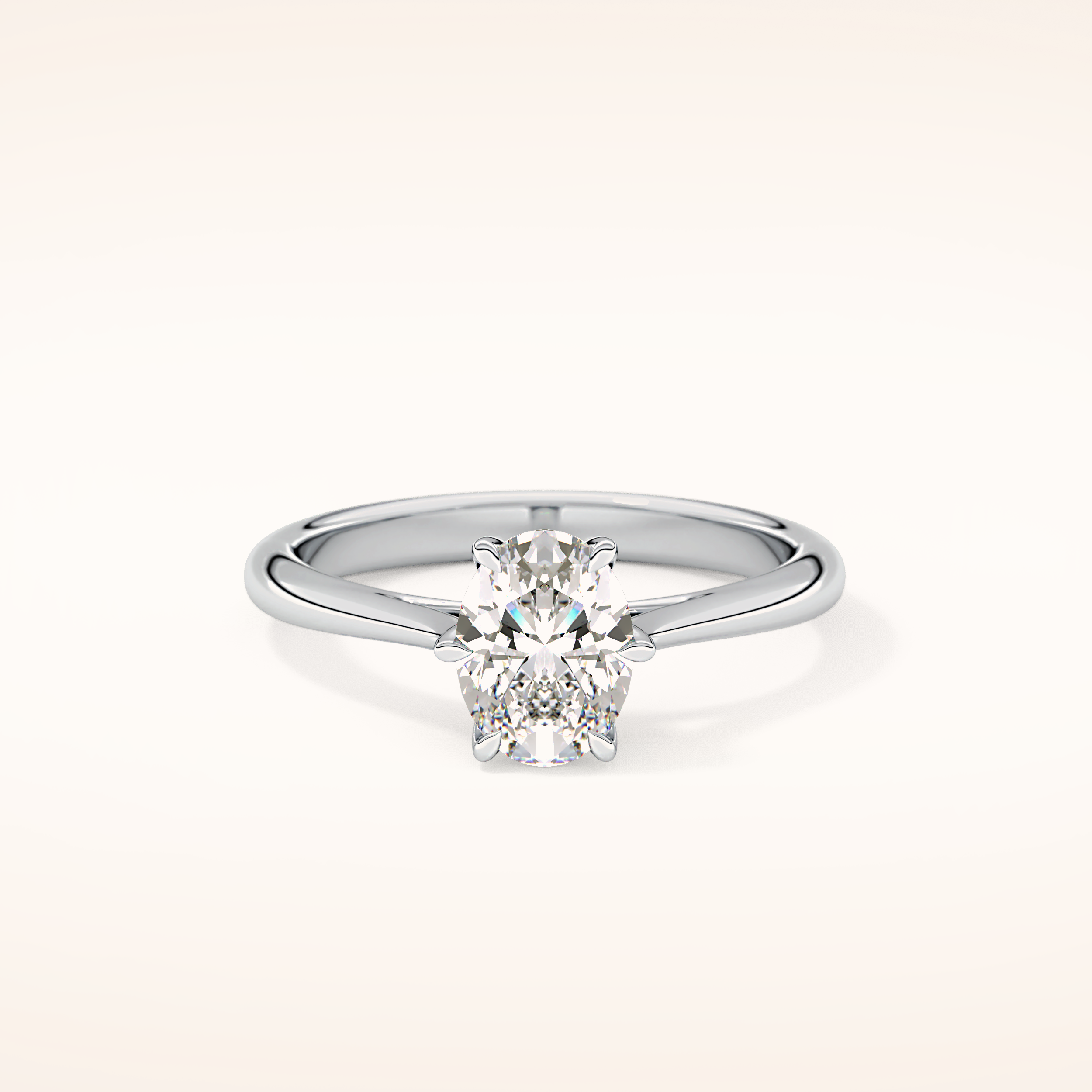 1 CT Oval Shaped Solitaire Moissanite Engagement Ring