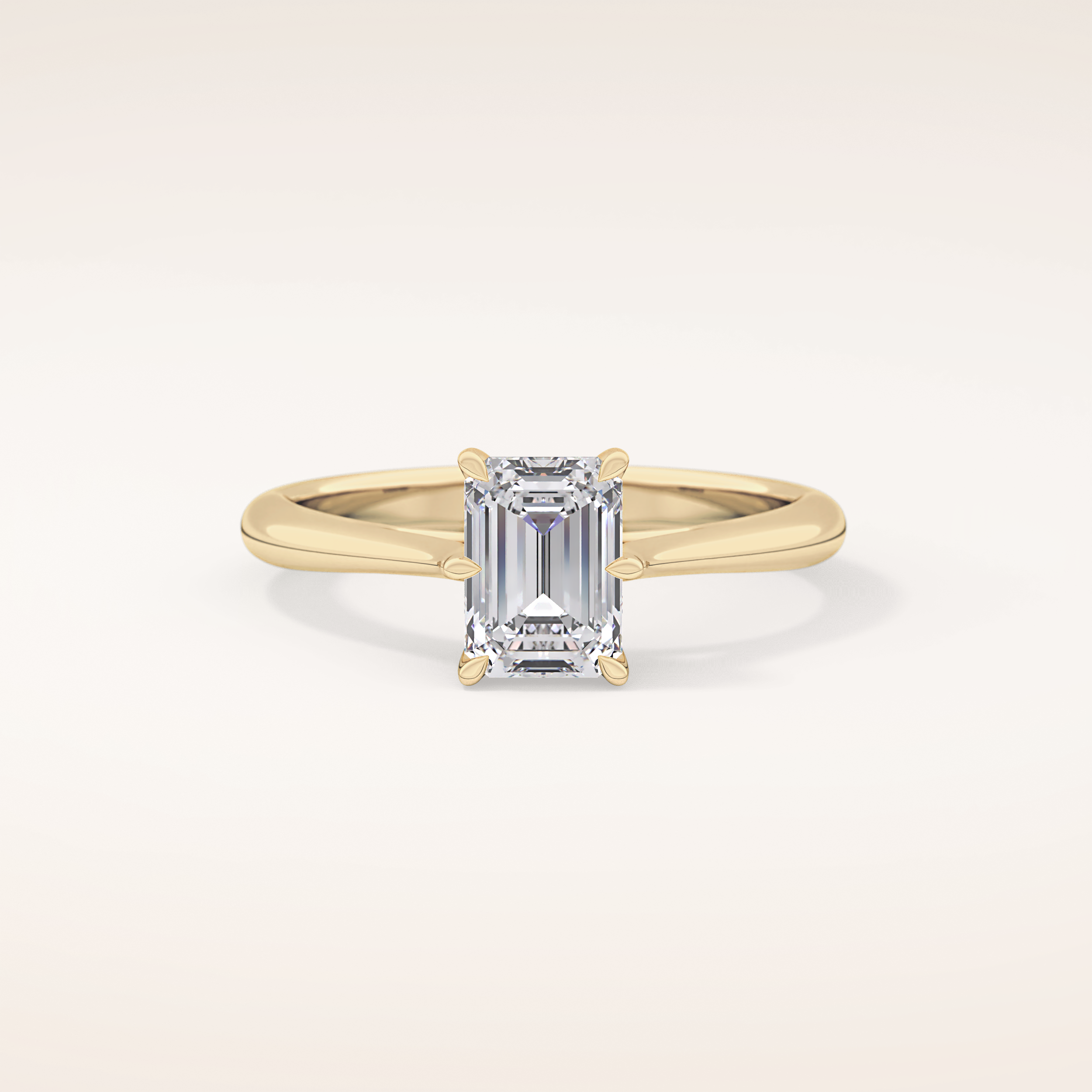 1.02 CT Emerald Shaped Solitaire Moissanite Engagement Ring