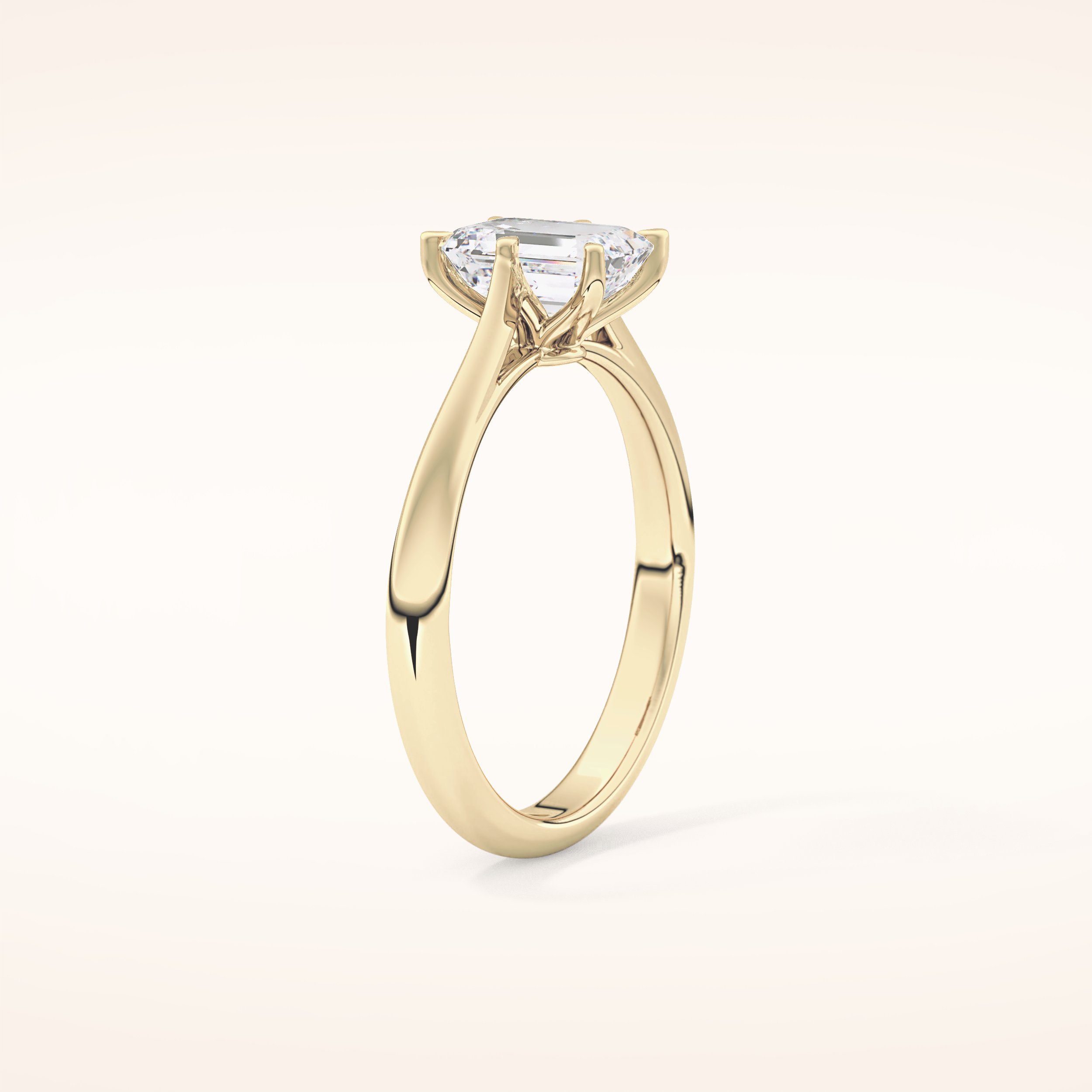 1.02 CT Emerald Shaped Solitaire Moissanite Engagement Ring