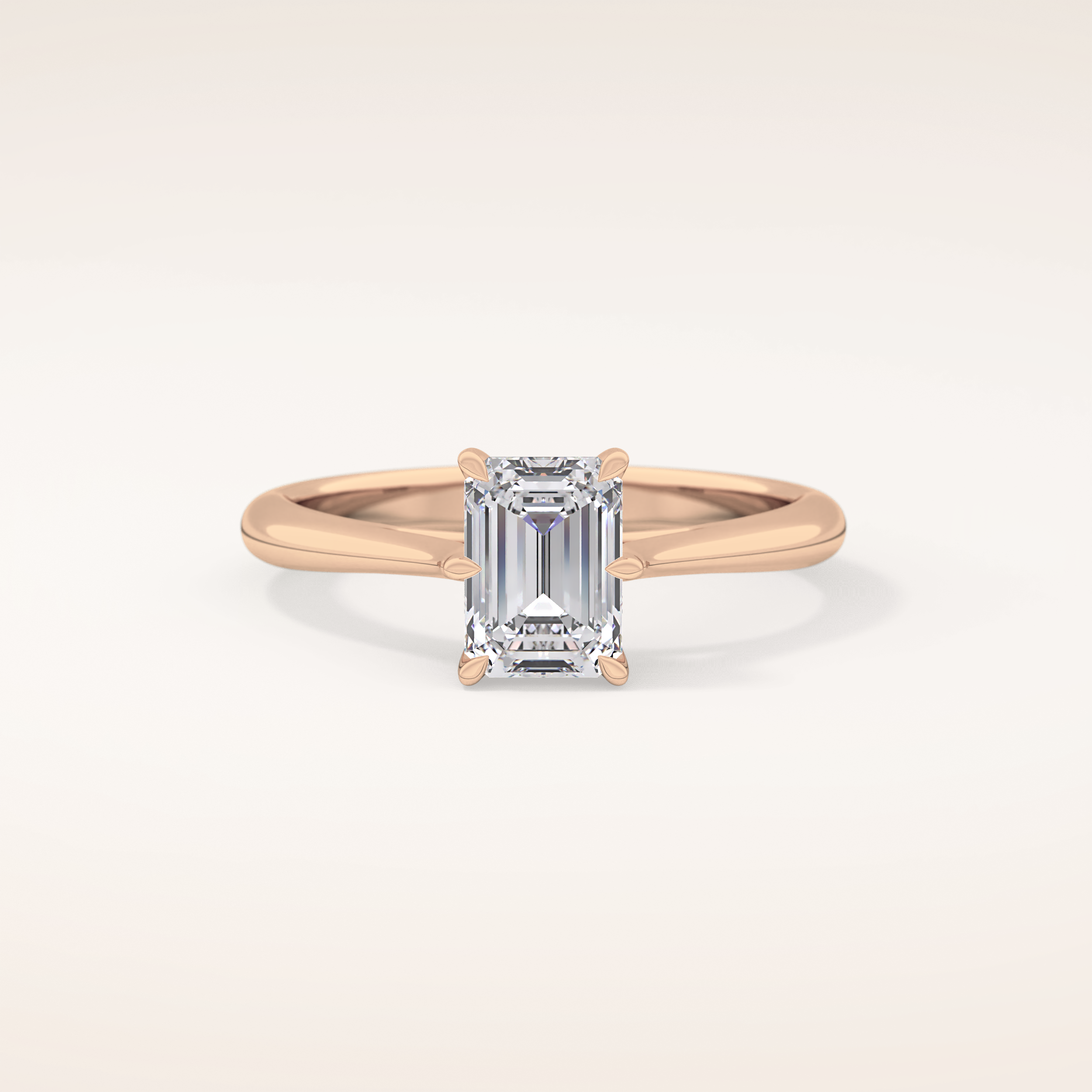 1.02 CT Emerald Shaped Solitaire Moissanite Engagement Ring