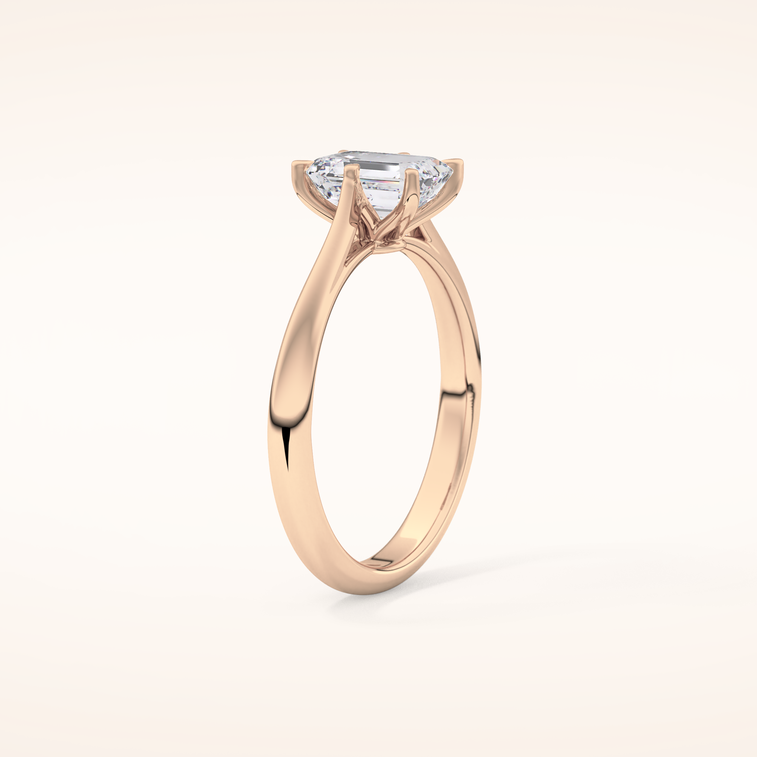 1.02 CT Emerald Shaped Solitaire Moissanite Engagement Ring
