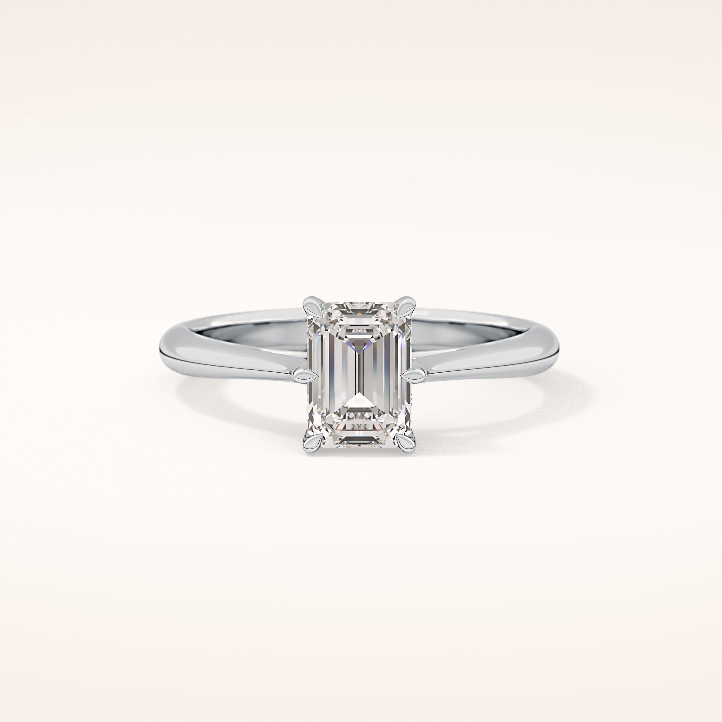 1.02 CT Emerald Shaped Solitaire Moissanite Engagement Ring