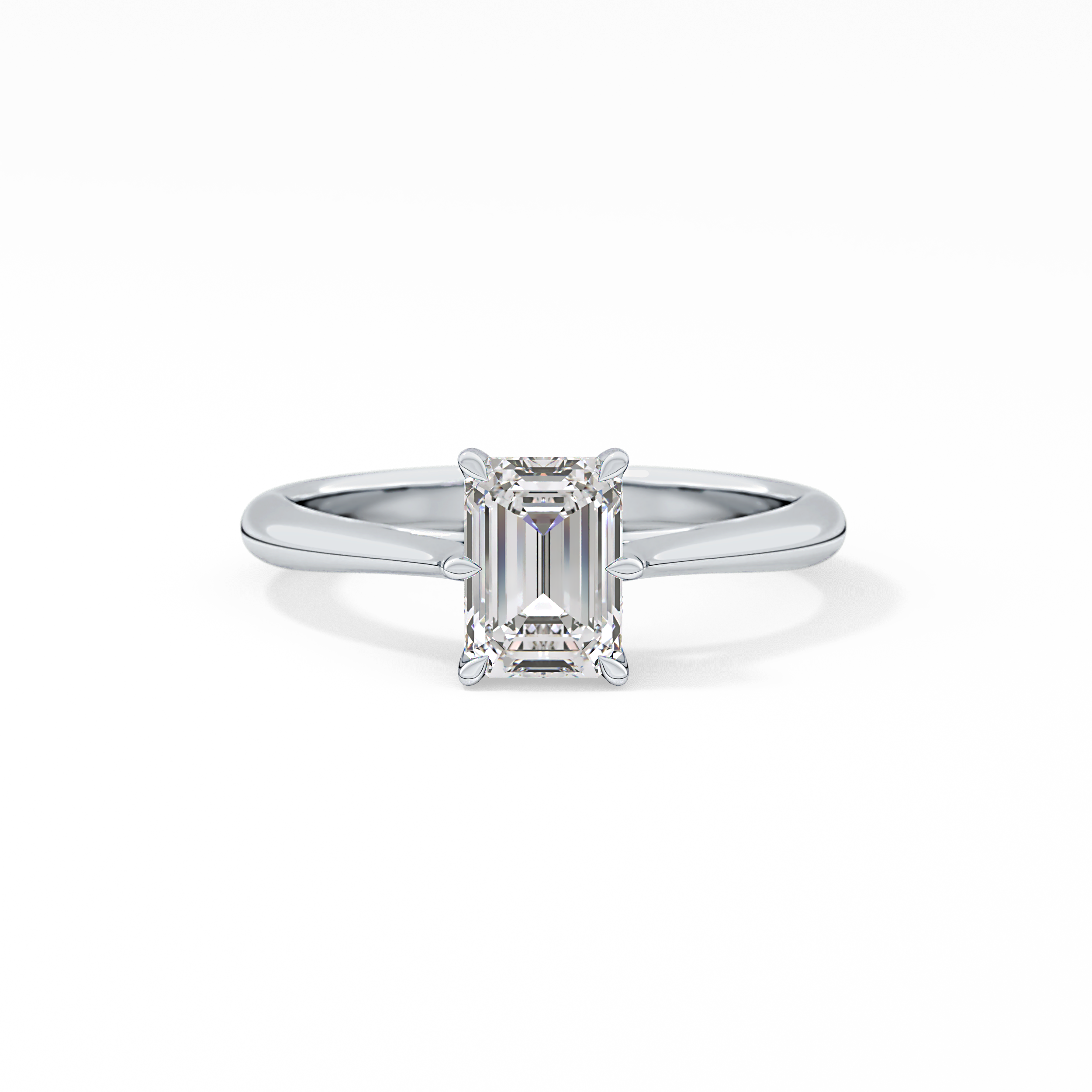 Emerald Solitaire Lab Grown Diamond Engagement Ring