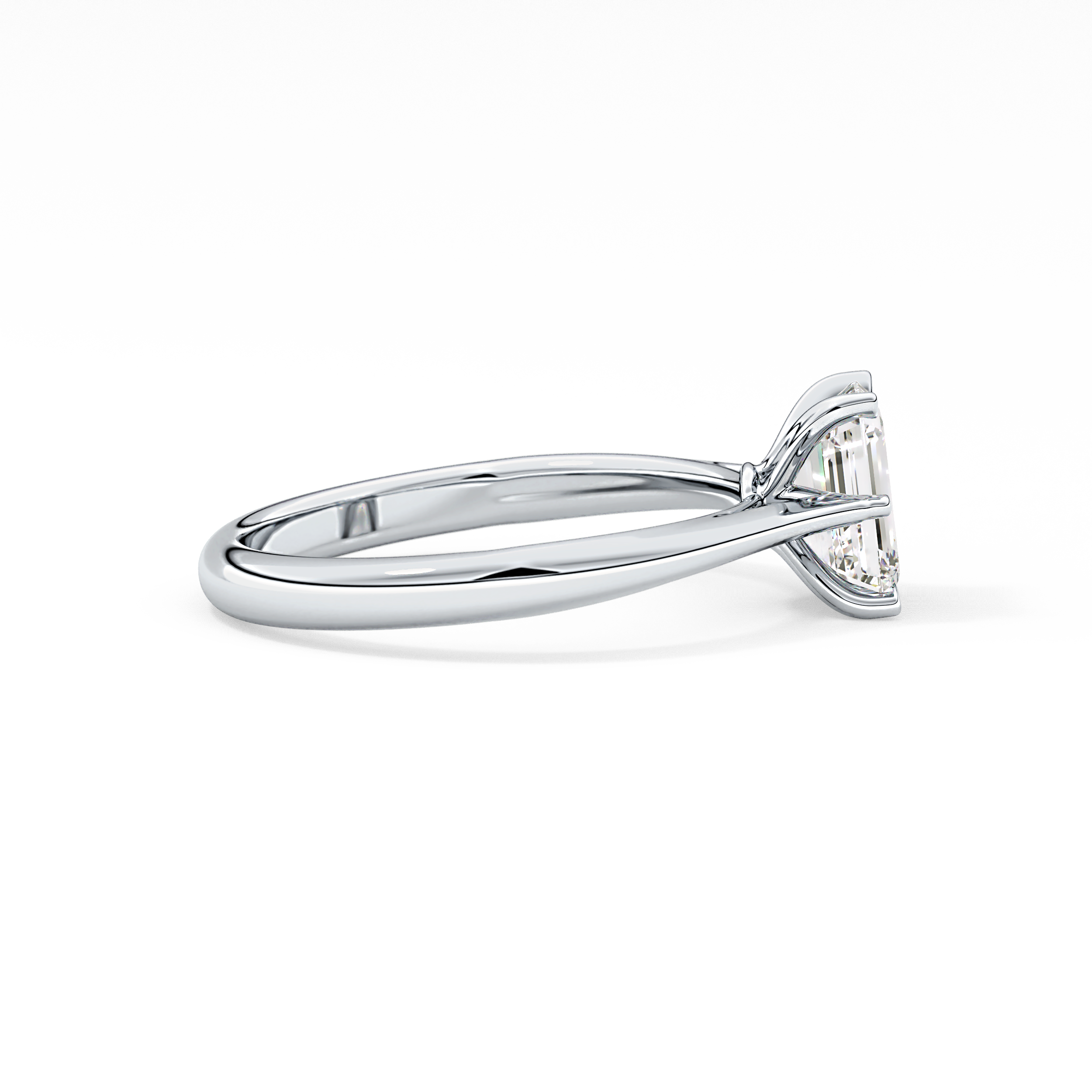 Emerald Solitaire Lab Grown Diamond Engagement Ring