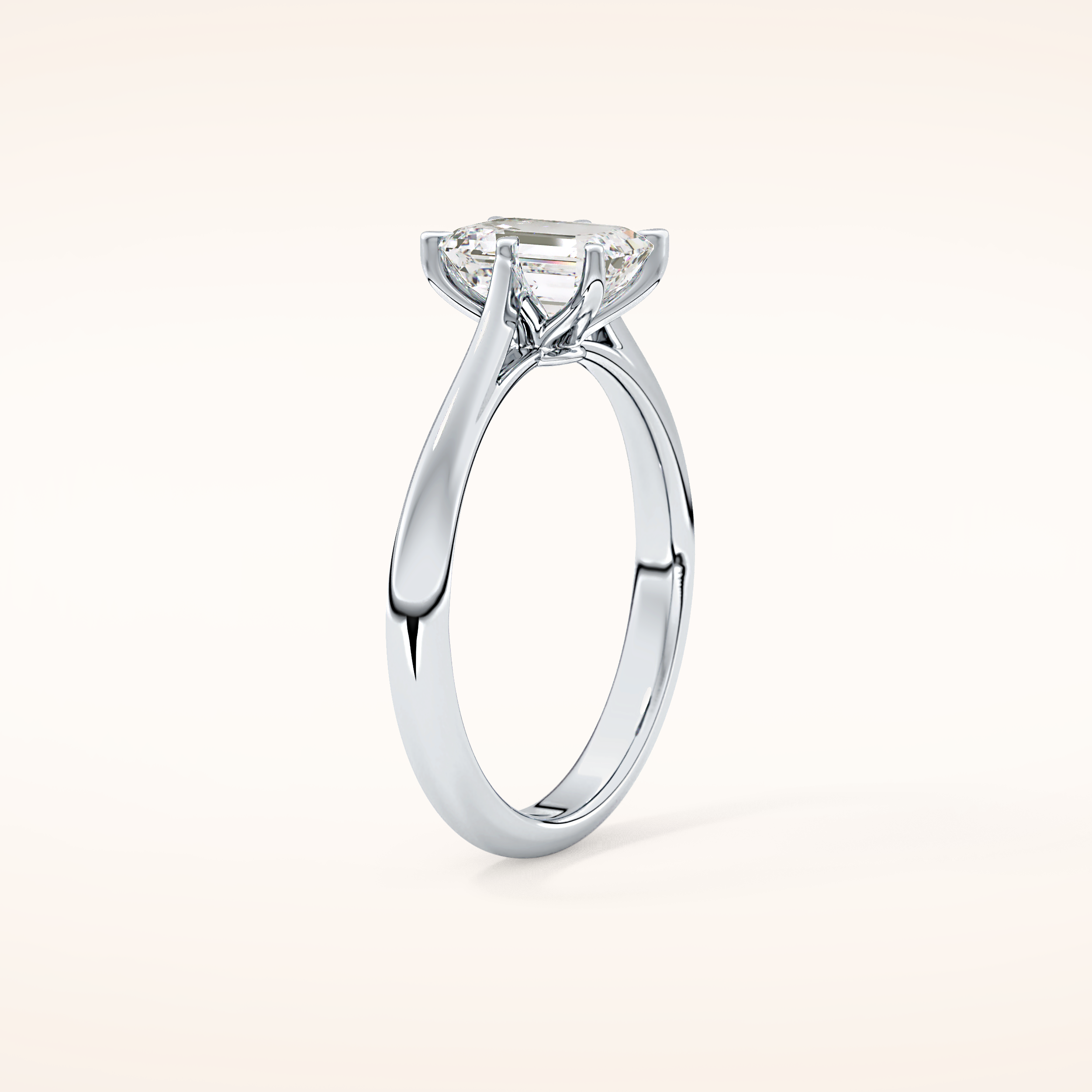 1.02 CT Emerald Shaped Solitaire Moissanite Engagement Ring