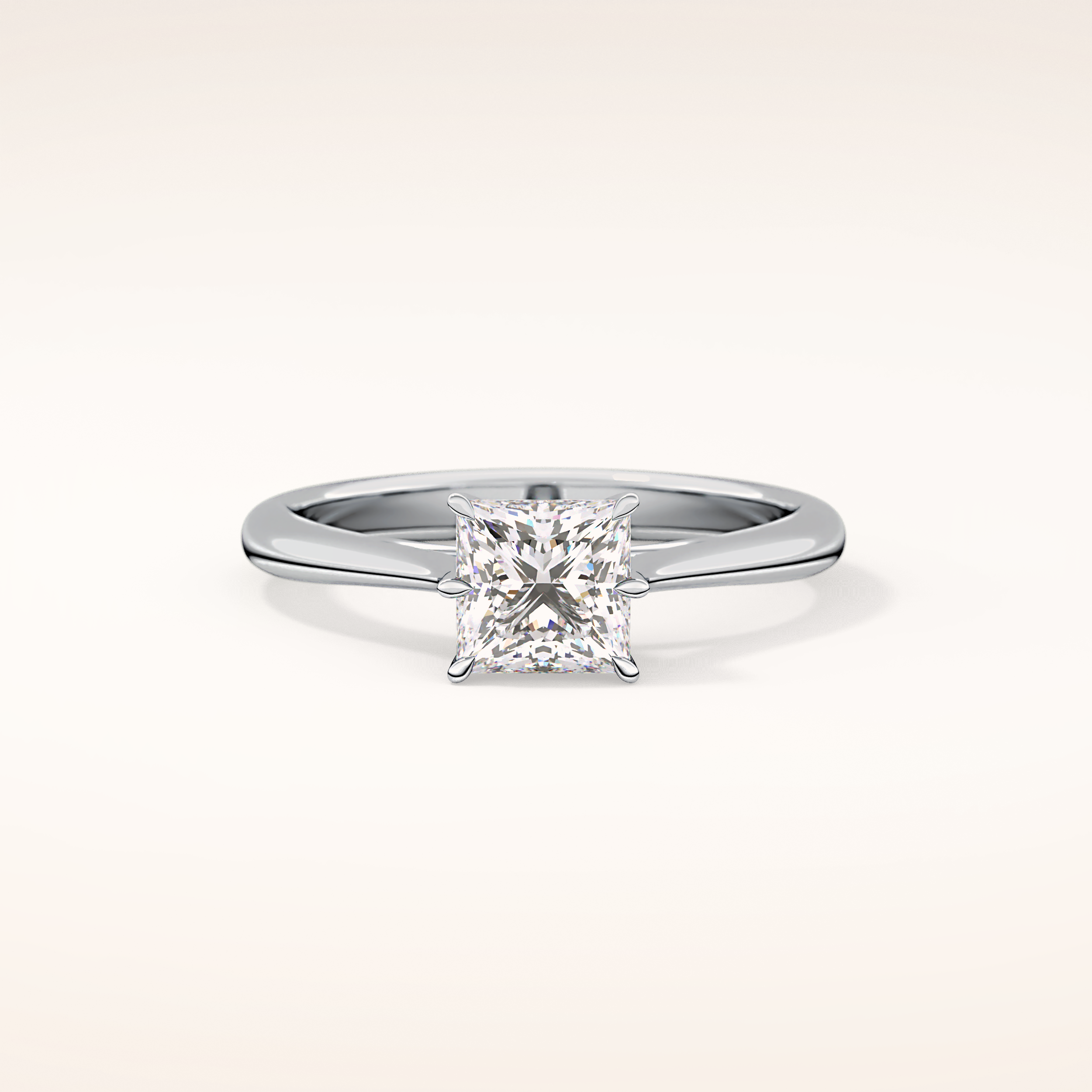1.04 CT Princess Shaped Solitaire Moissanite Engagement Ring