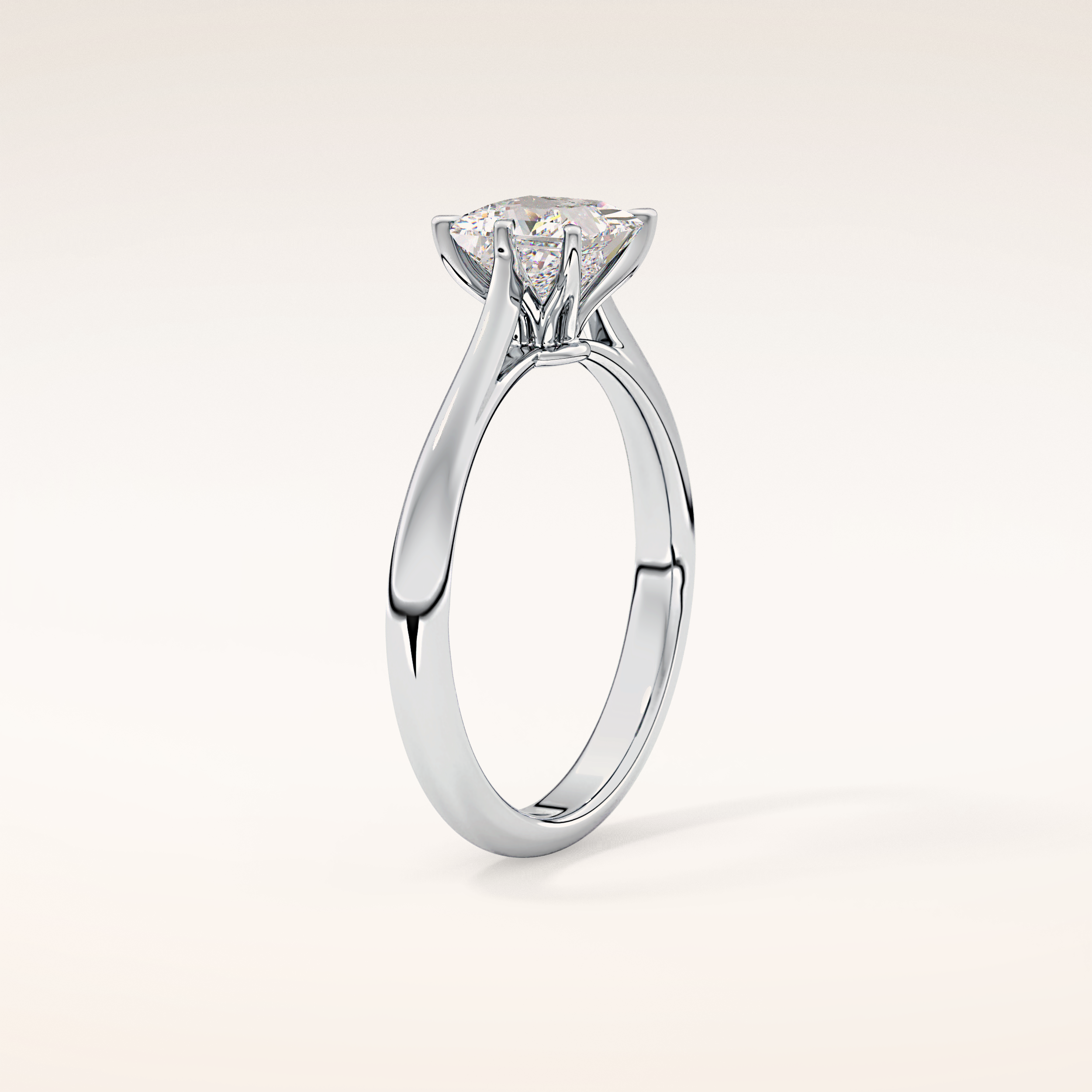 1.04 CT Princess Shaped Solitaire Moissanite Engagement Ring