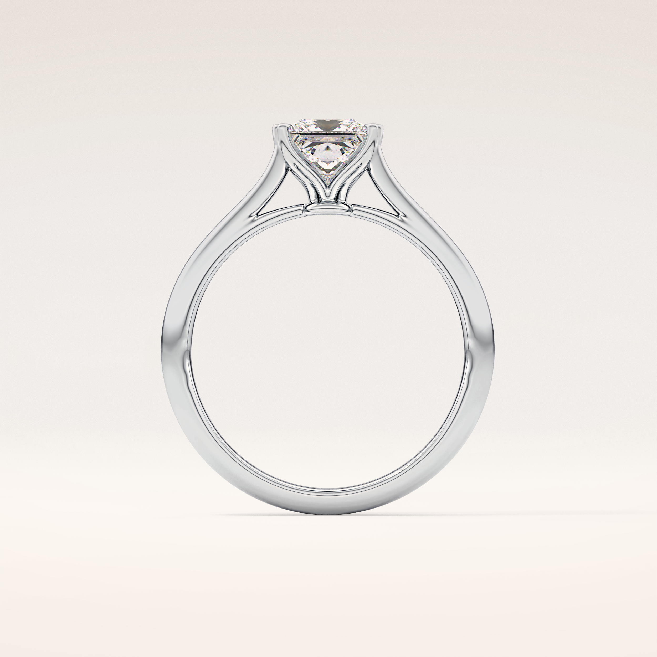 1.04 CT Princess Shaped Solitaire Moissanite Engagement Ring