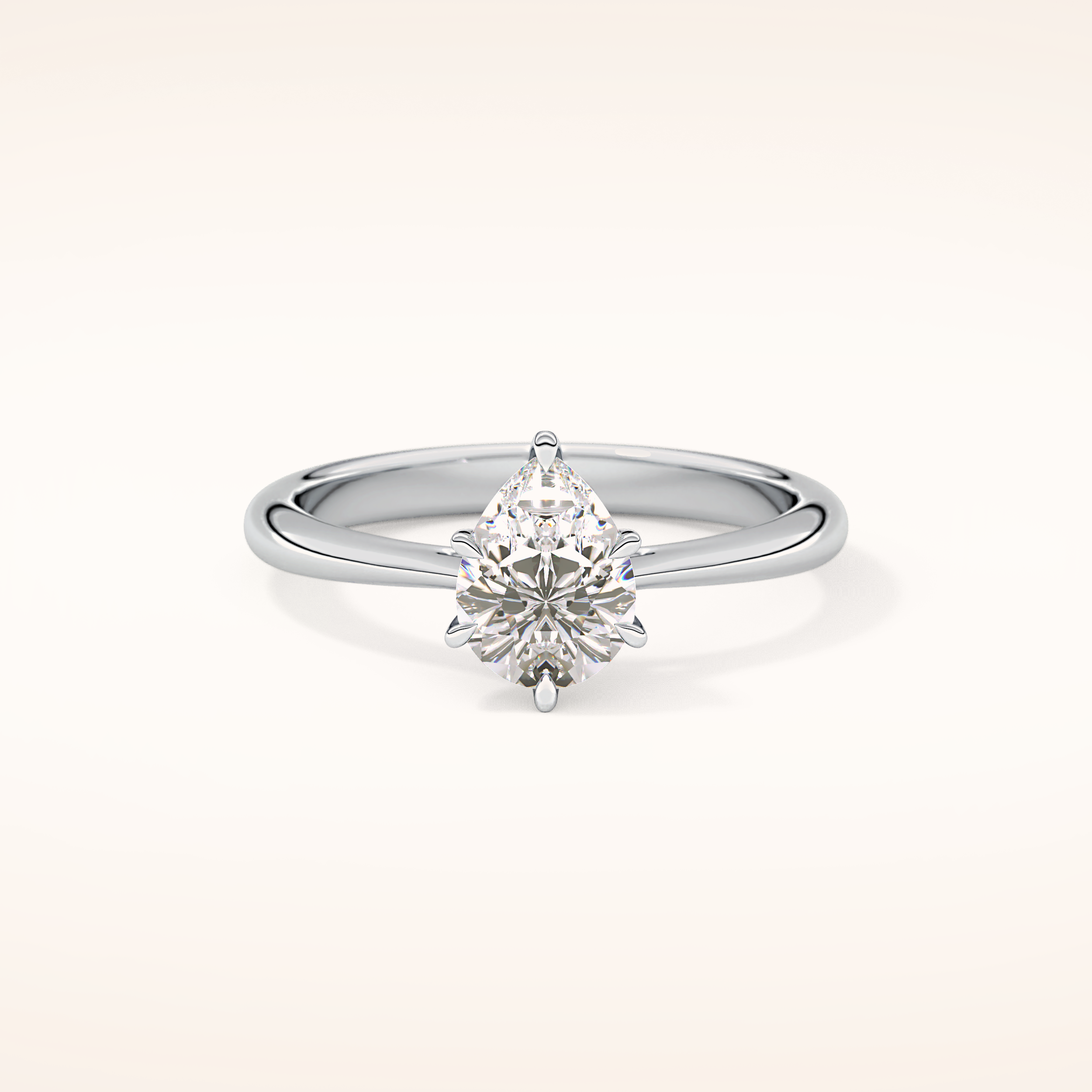 0.93 CT Pear Shaped Solitaire Moissanite Engagement Ring