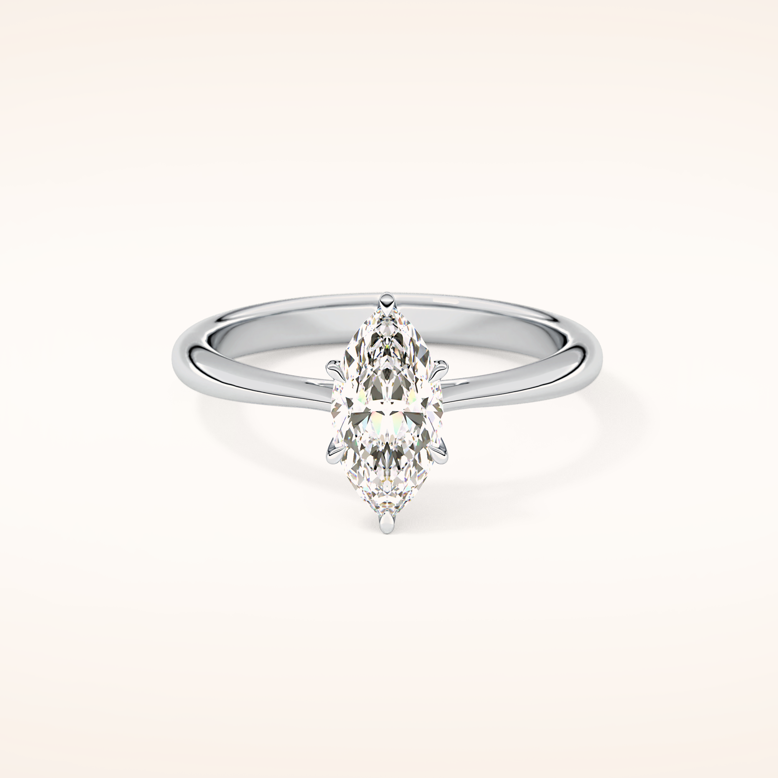 0.82 CT Marquise Shaped Solitaire Moissanite Engagement Ring