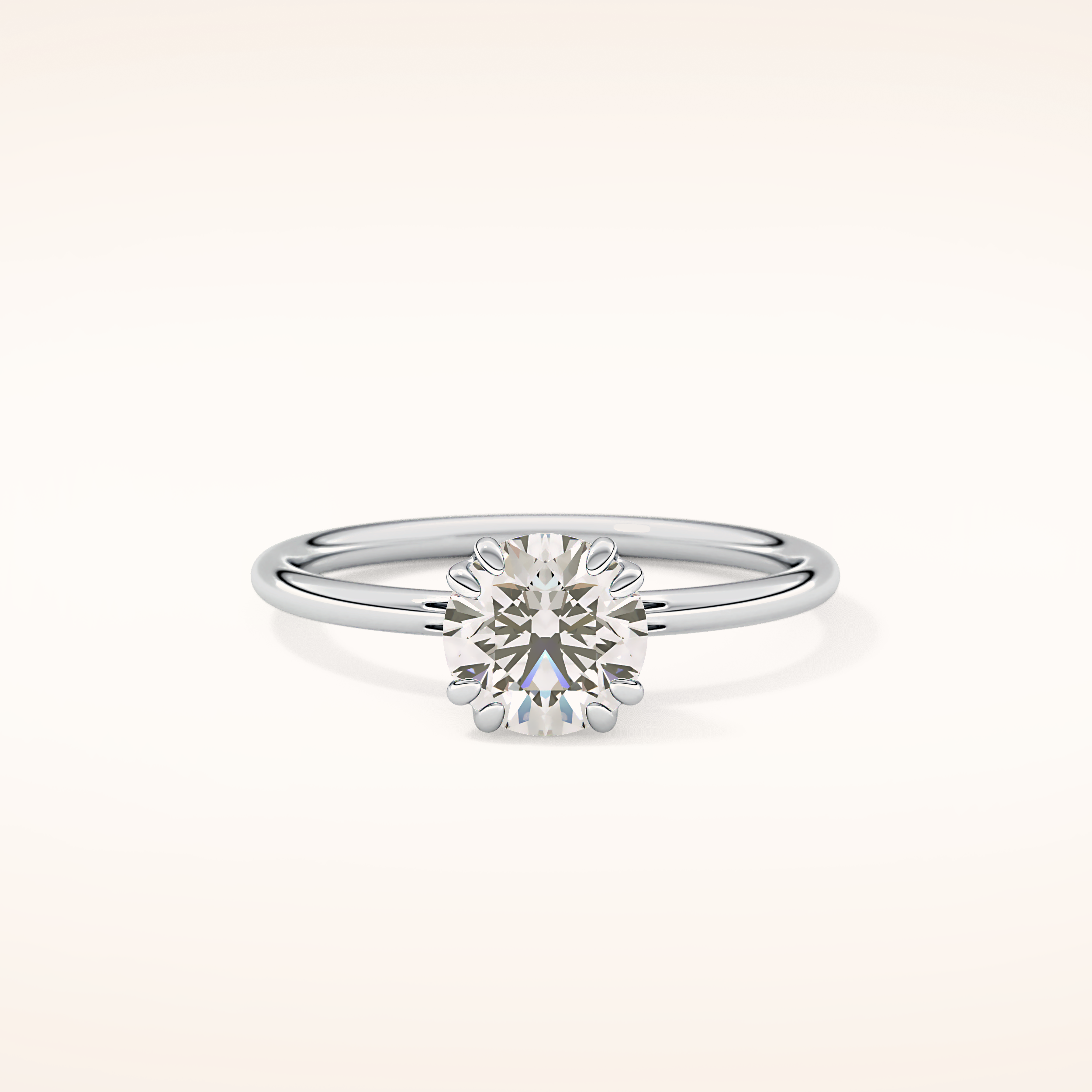 1.03 CT Round Shaped Solitaire Moissanite Engagement Ring