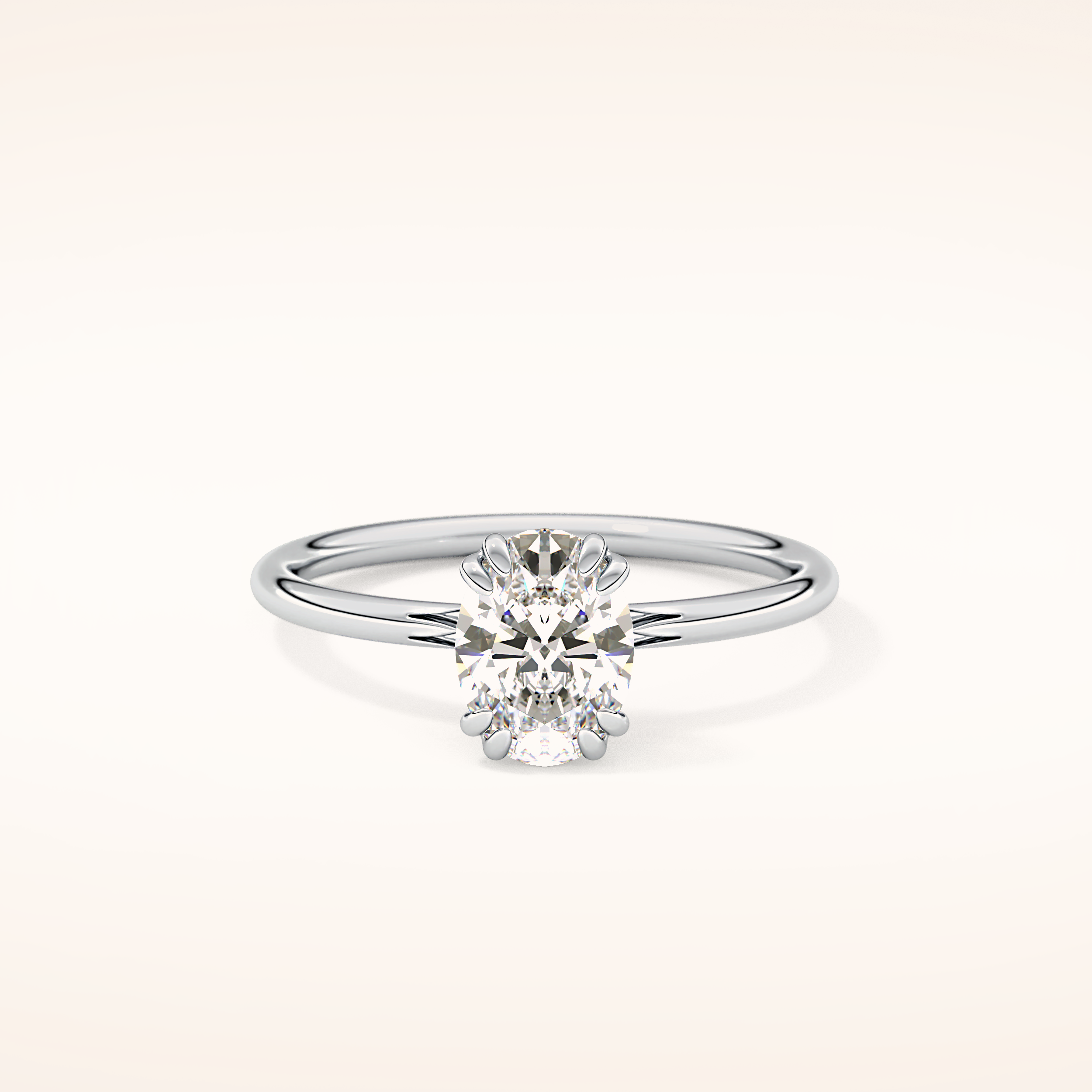 0.93 CT Oval Shaped Solitaire Moissanite Engagement Ring