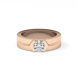 Round Cut 0.59 Carat Moissanite Men's Wedding Band – Tenison Setting & Solitaire Style in Gold 17