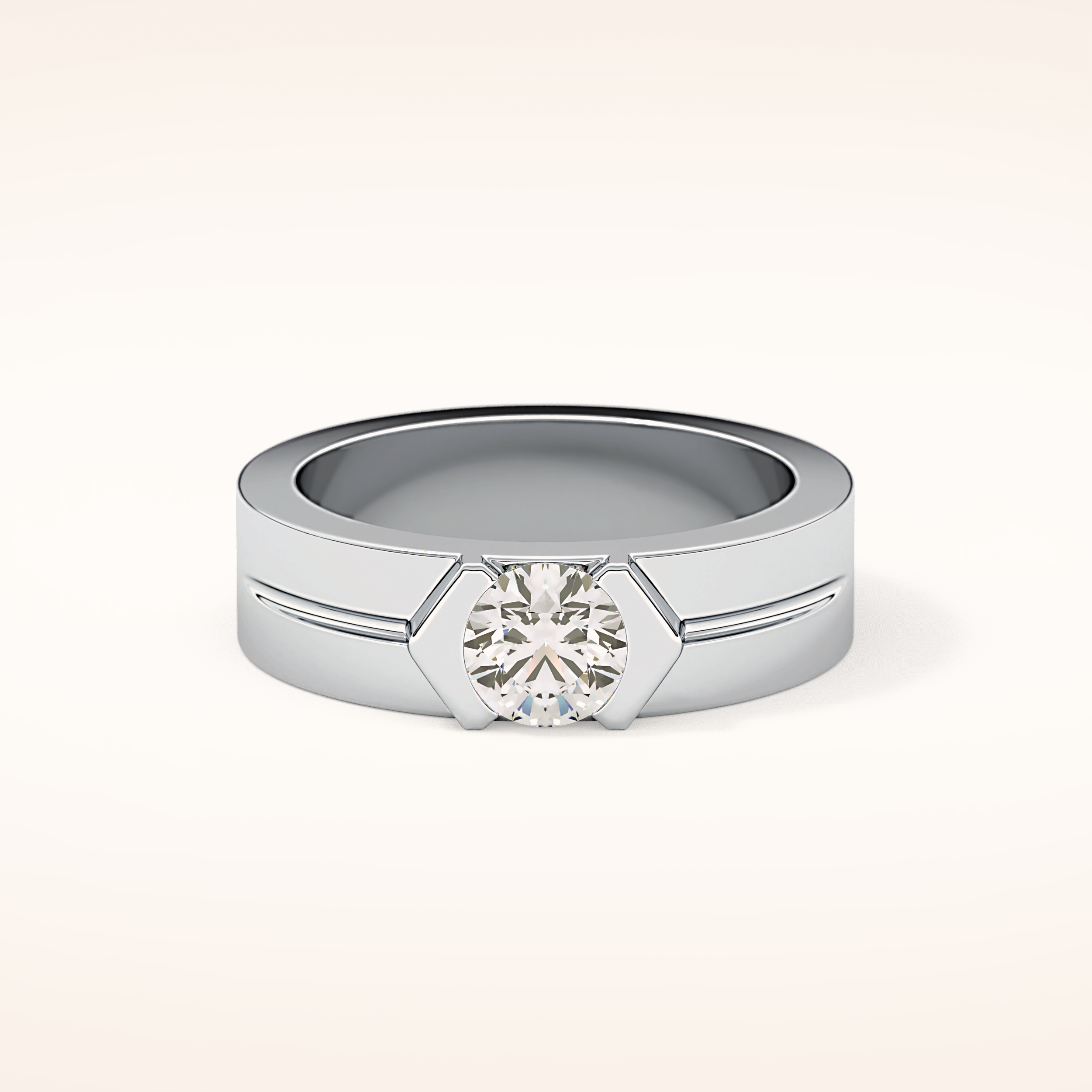 0.59 TCW Round Shaped Moissanite Wedding Band