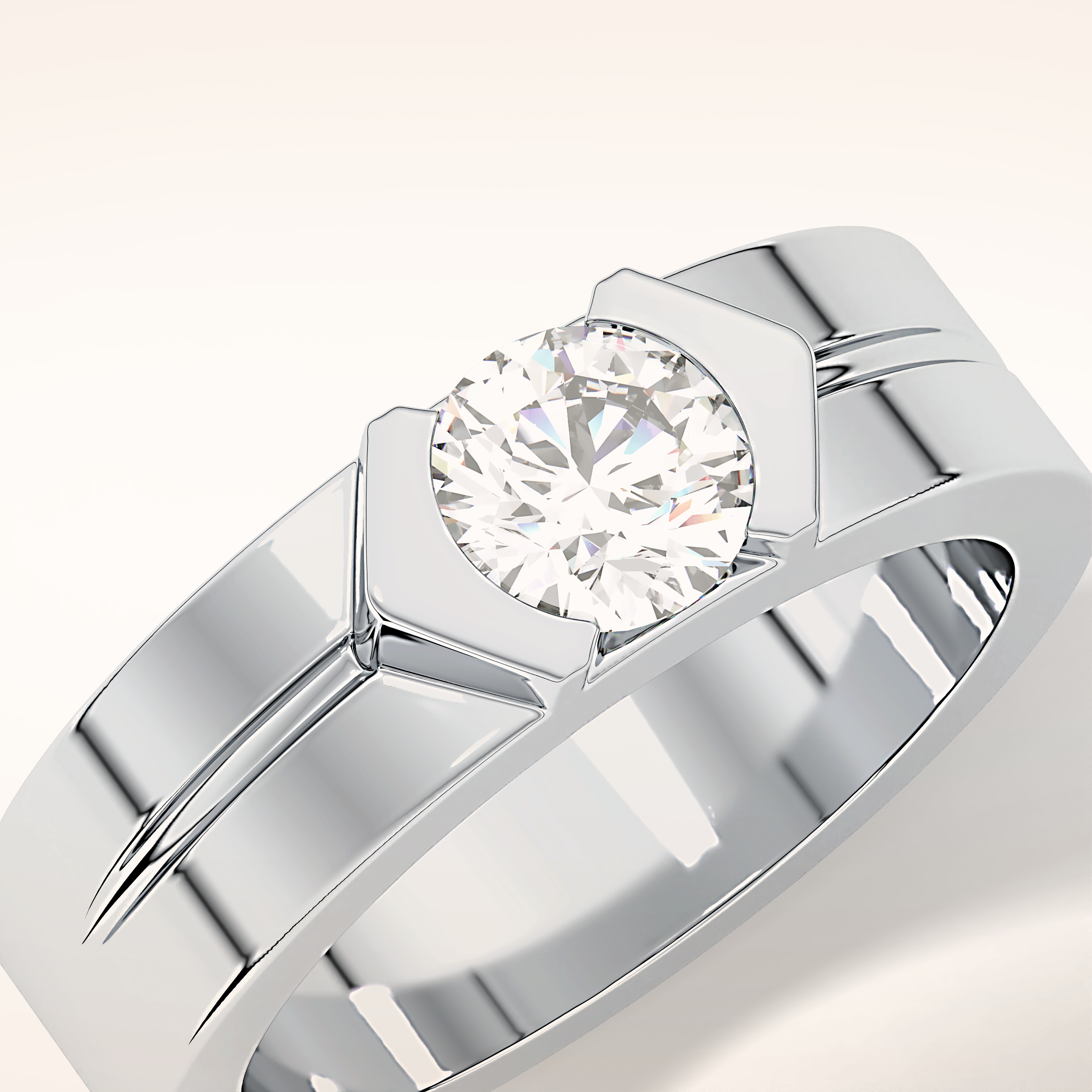 0.59 TCW Round Shaped Moissanite Wedding Band