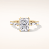 3.03 CT Emerald Shaped Pave Moissanite Engagement Ring