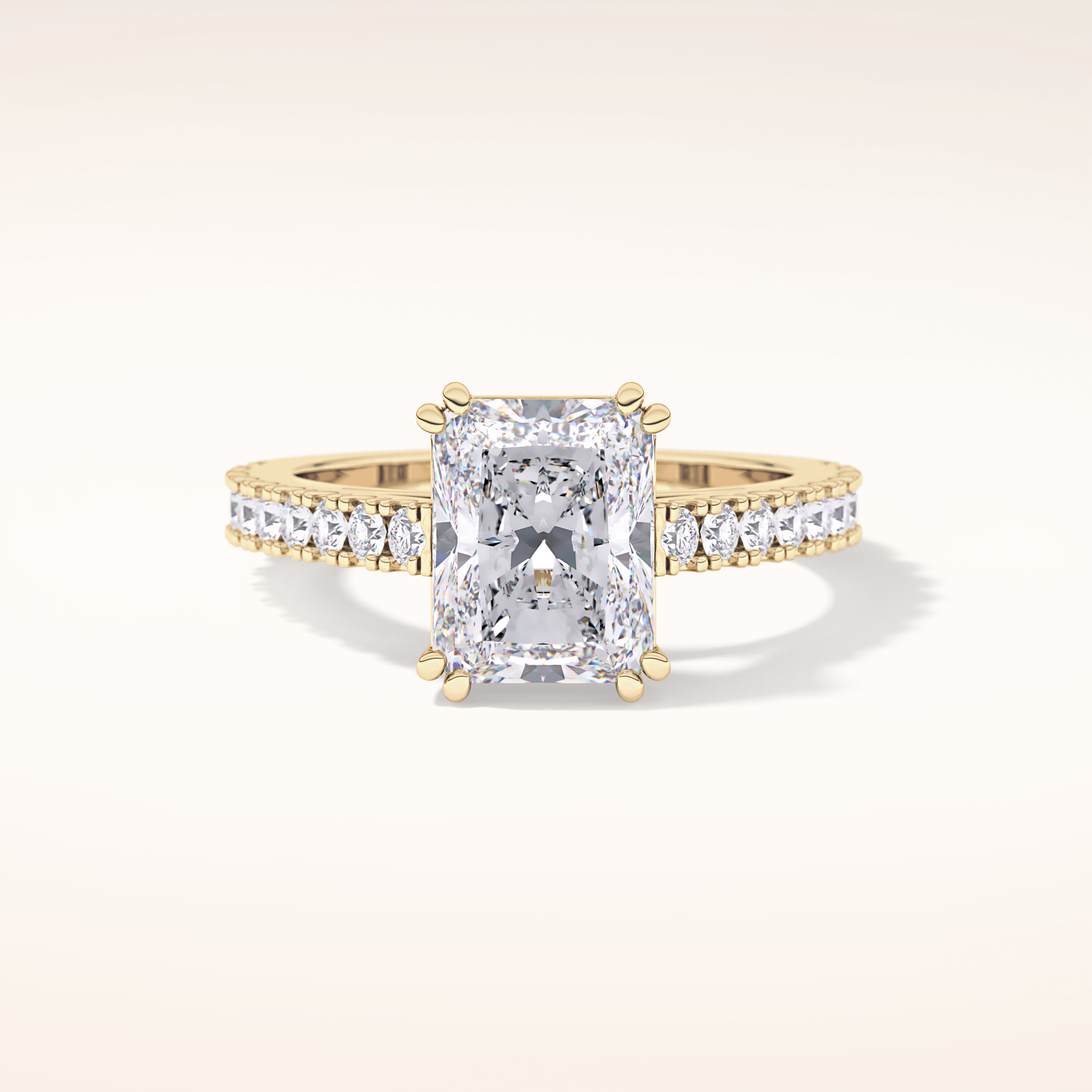 3.03 CT Emerald Shaped Pave Moissanite Engagement Ring