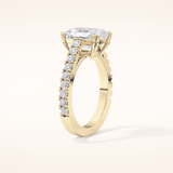 3.03 CT Emerald Shaped Pave Moissanite Engagement Ring