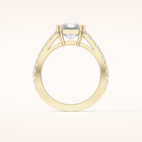 3.03 CT Emerald Shaped Pave Moissanite Engagement Ring