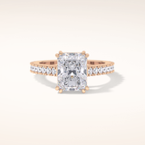 3.03 CT Emerald Shaped Pave Moissanite Engagement Ring