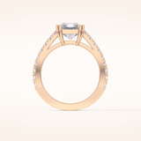 3.03 CT Emerald Shaped Pave Moissanite Engagement Ring