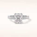 3.03 CT Emerald Shaped Pave Moissanite Engagement Ring