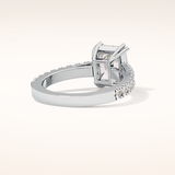 3.03 CT Emerald Shaped Pave Moissanite Engagement Ring