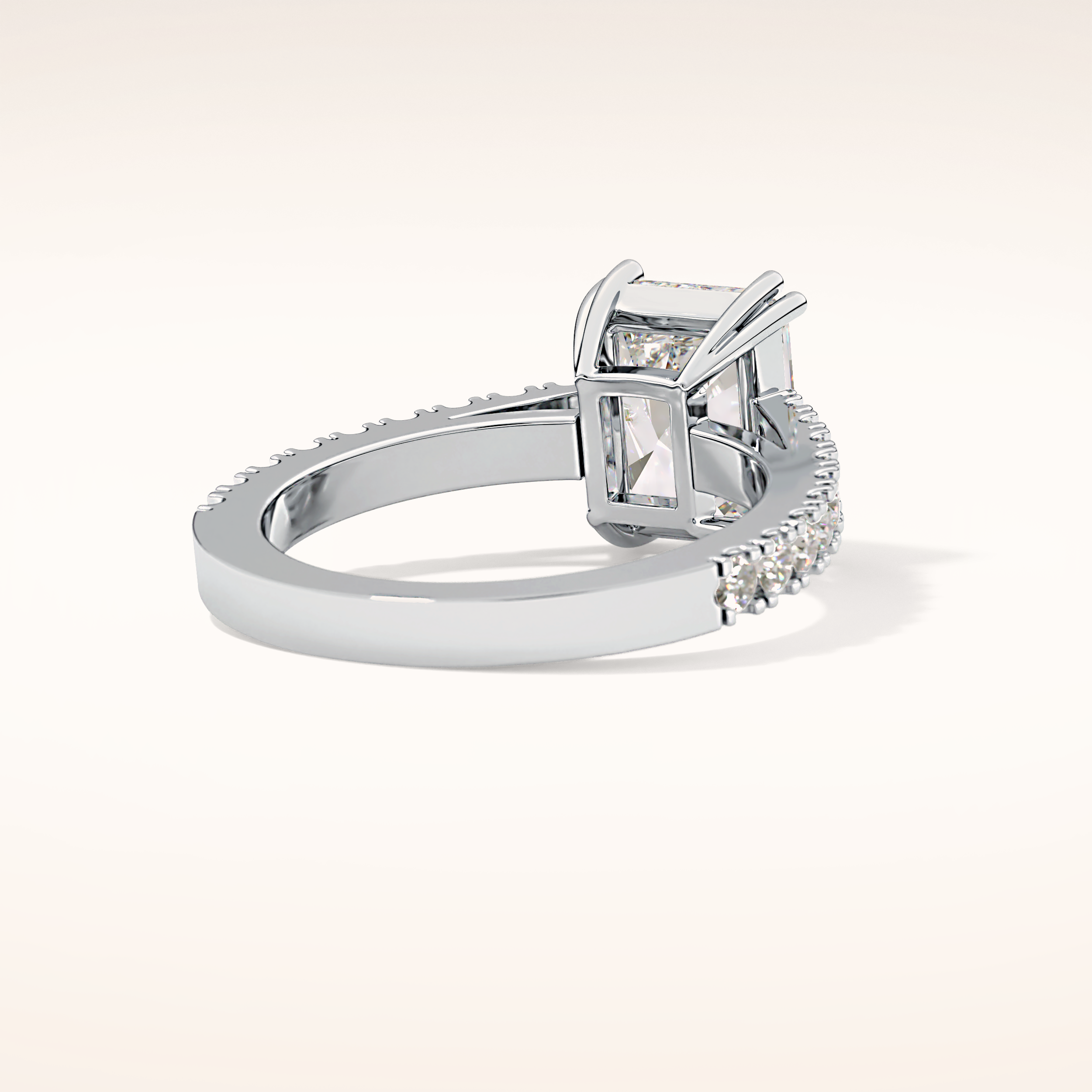 3.03 CT Emerald Shaped Pave Moissanite Engagement Ring