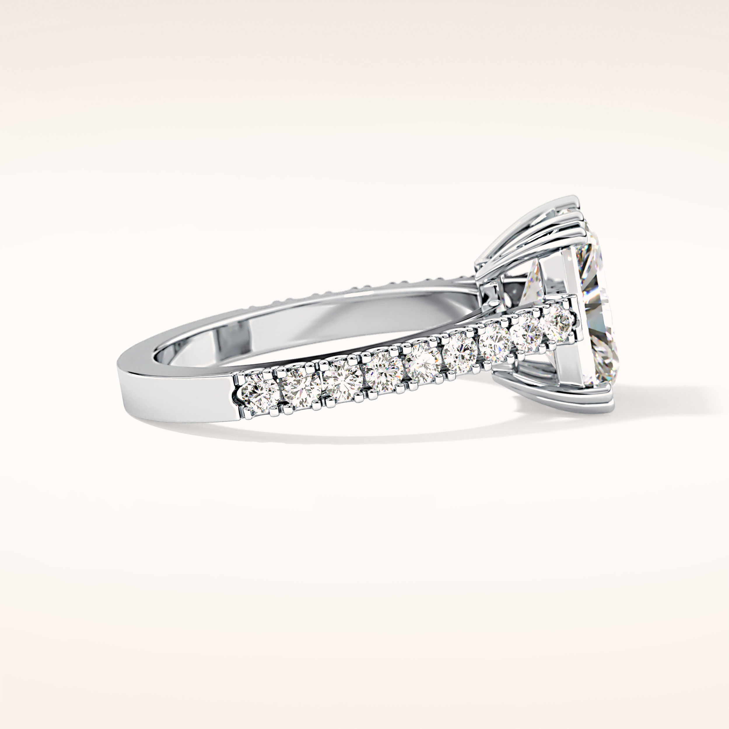 3.03 CT Emerald Shaped Pave Moissanite Engagement Ring