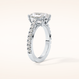 3.03 CT Emerald Shaped Pave Moissanite Engagement Ring