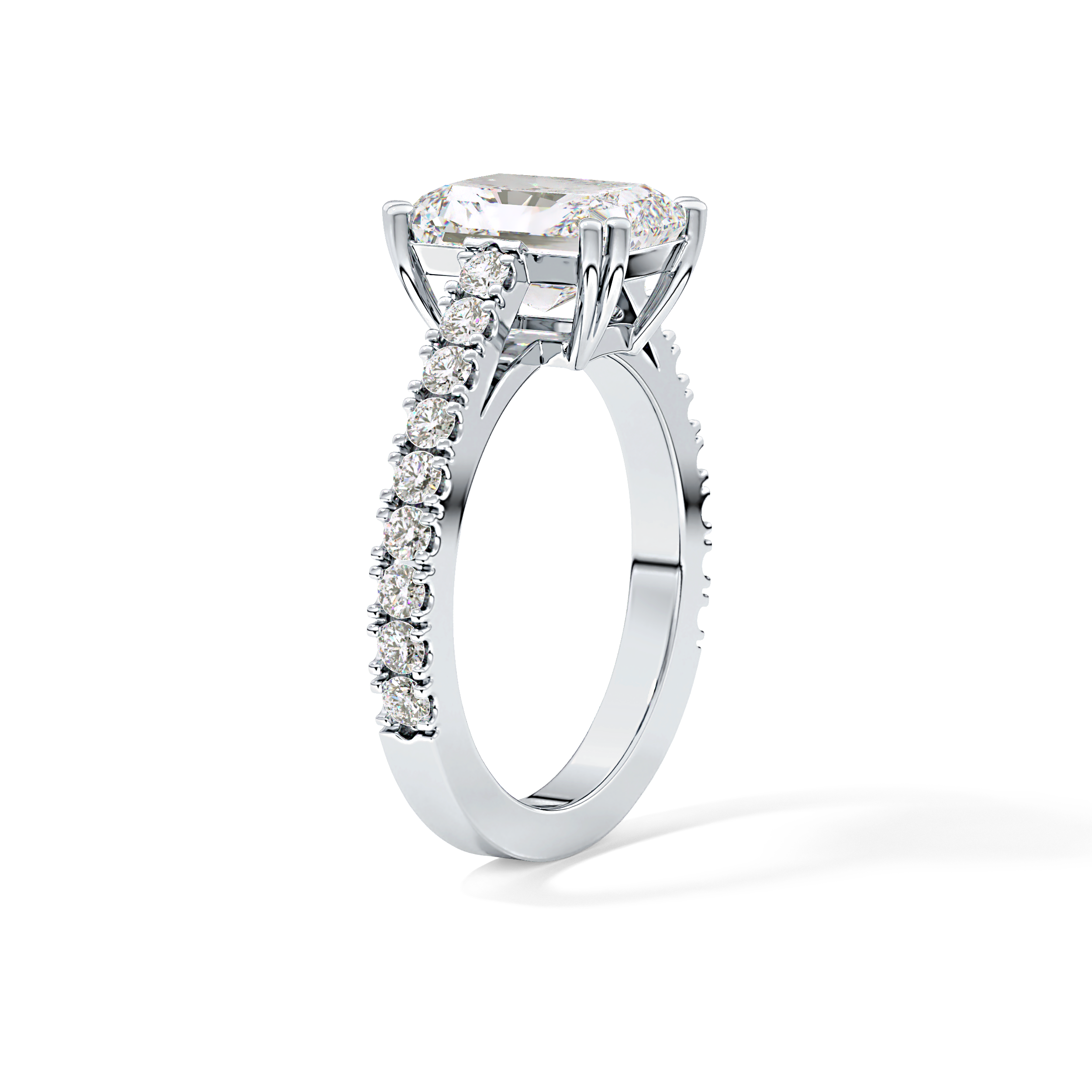 Emerald Pave Lab Grown Diamond Engagement Ring