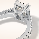 3.03 CT Emerald Shaped Pave Moissanite Engagement Ring