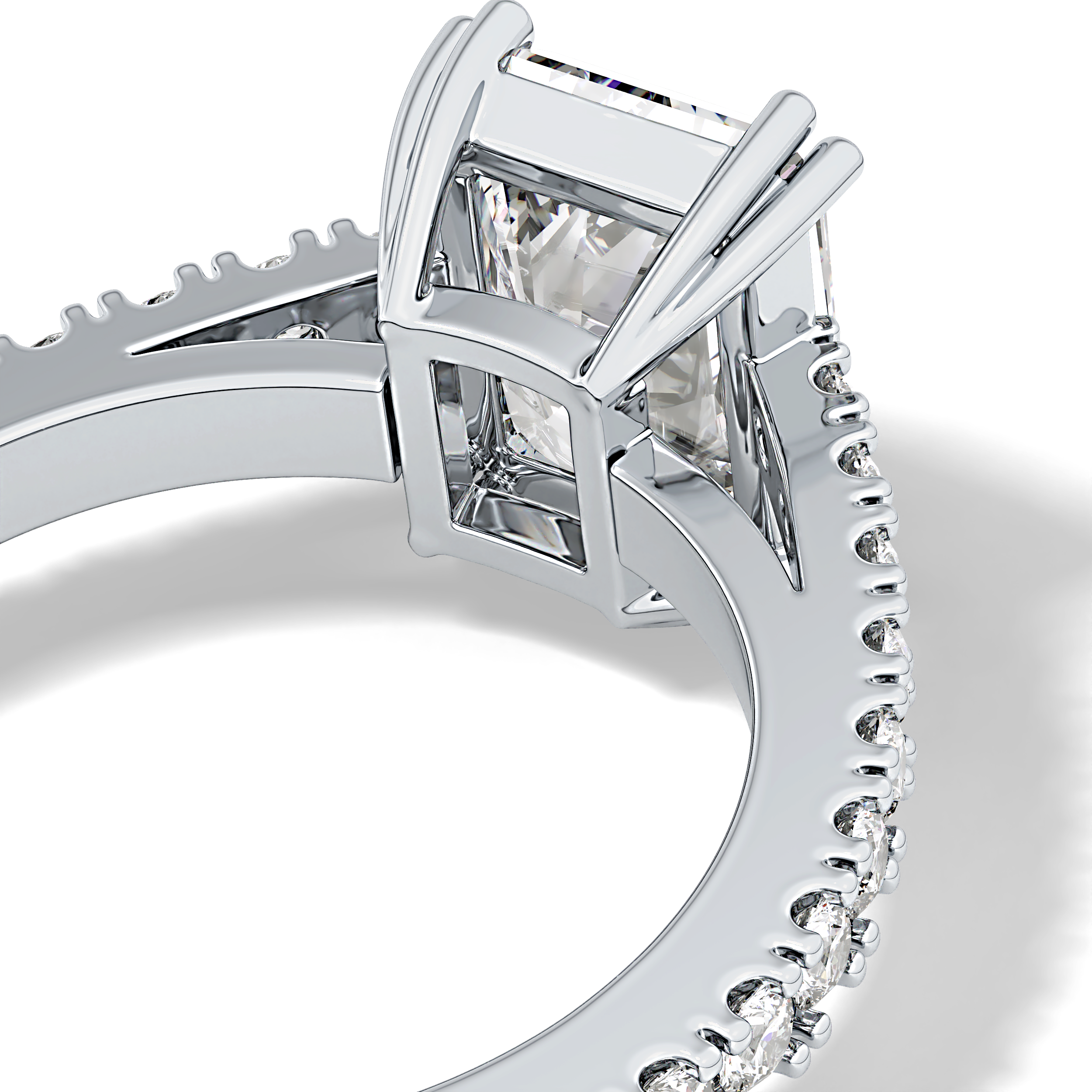 Emerald Pave Lab Grown Diamond Engagement Ring