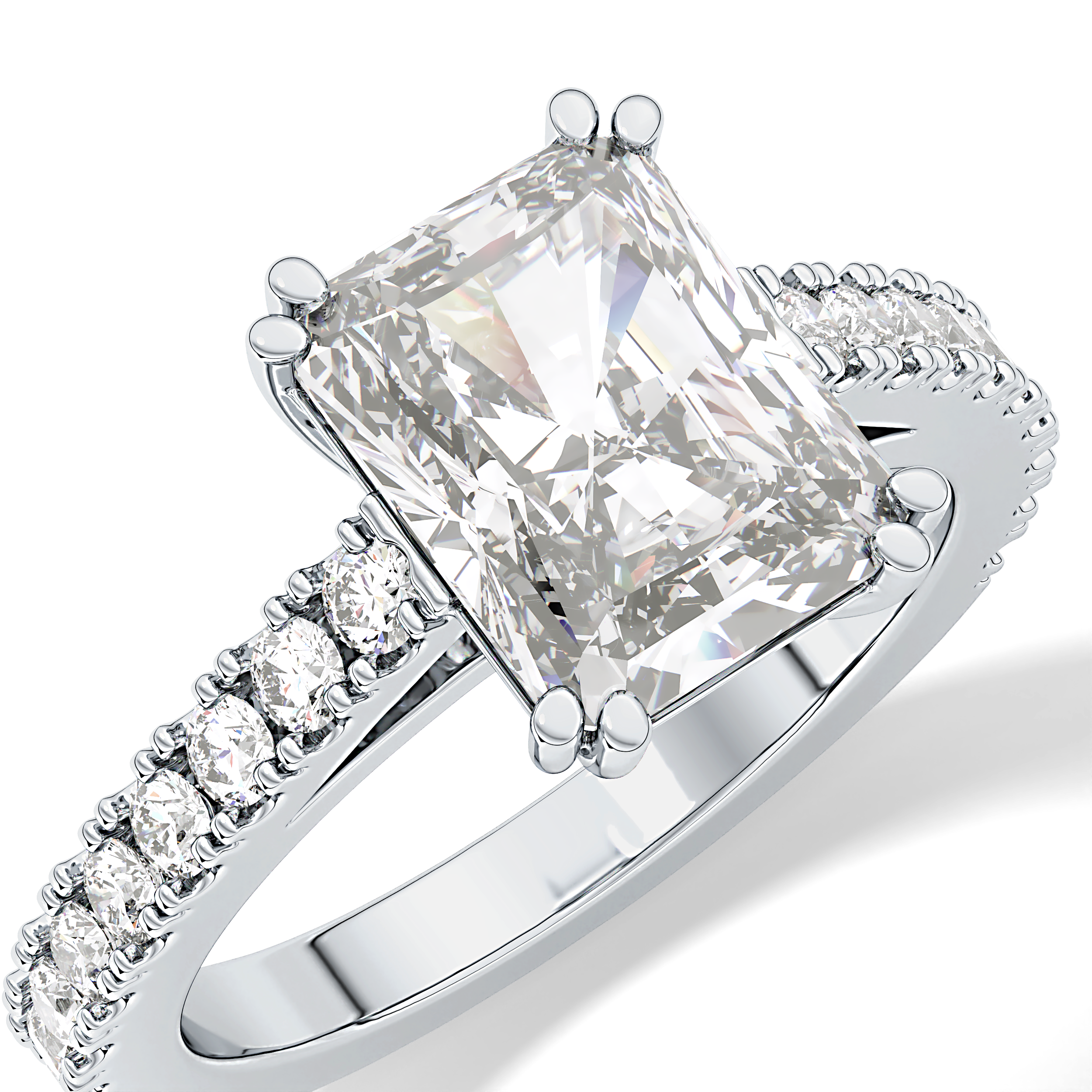 Emerald Pave Lab Grown Diamond Engagement Ring
