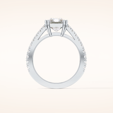 3.03 CT Emerald Shaped Pave Moissanite Engagement Ring