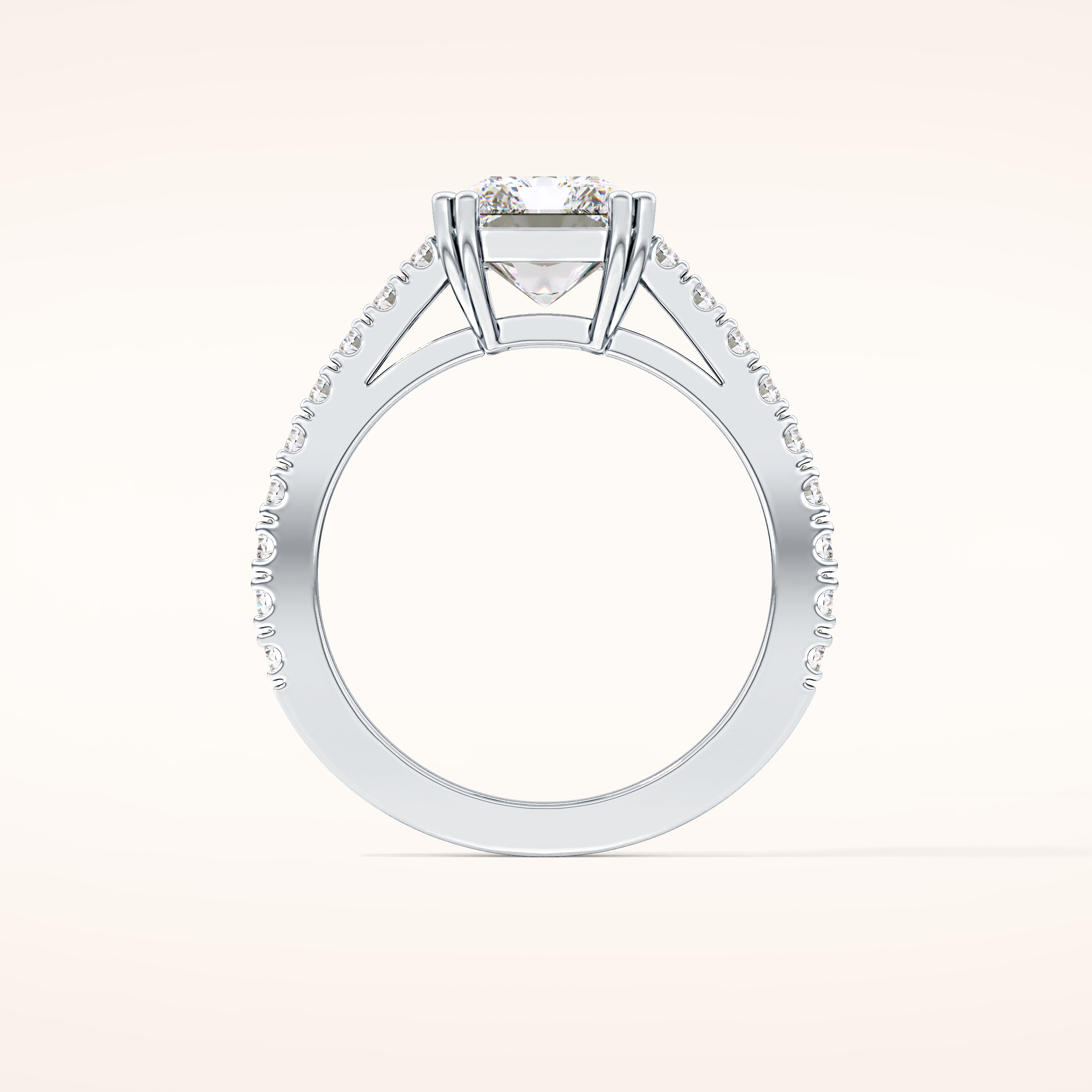 3.03 CT Emerald Shaped Pave Moissanite Engagement Ring