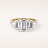 2.65 CT Emerald Shaped Three Stone Moissanite Engagement Ring