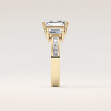 2.65 CT Emerald Shaped Three Stone Moissanite Engagement Ring