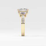 Emerald Three Stone & Pave Lab Grown Diamond Engagement Ring
