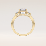 2.65 CT Emerald Shaped Three Stone Moissanite Engagement Ring